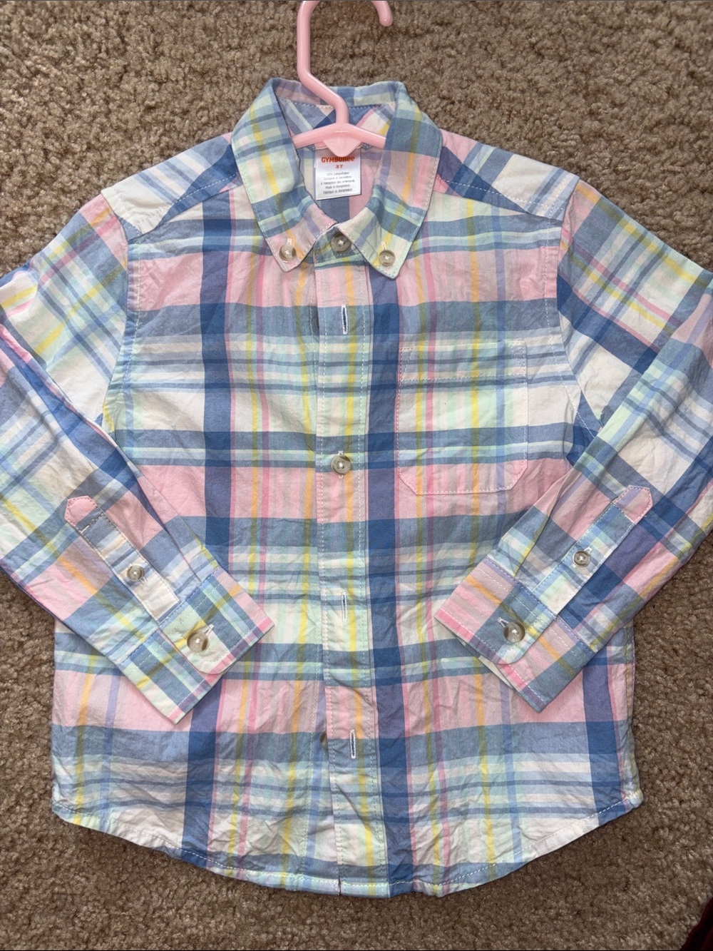 Gymboree Pastel Plaid Button-Down Shirt - Pink, Blue, Yellow